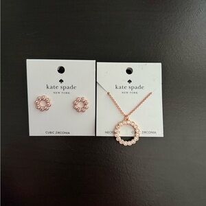 Kate Spade Rose Gold Cubic Zirconia Earrings & Necklace